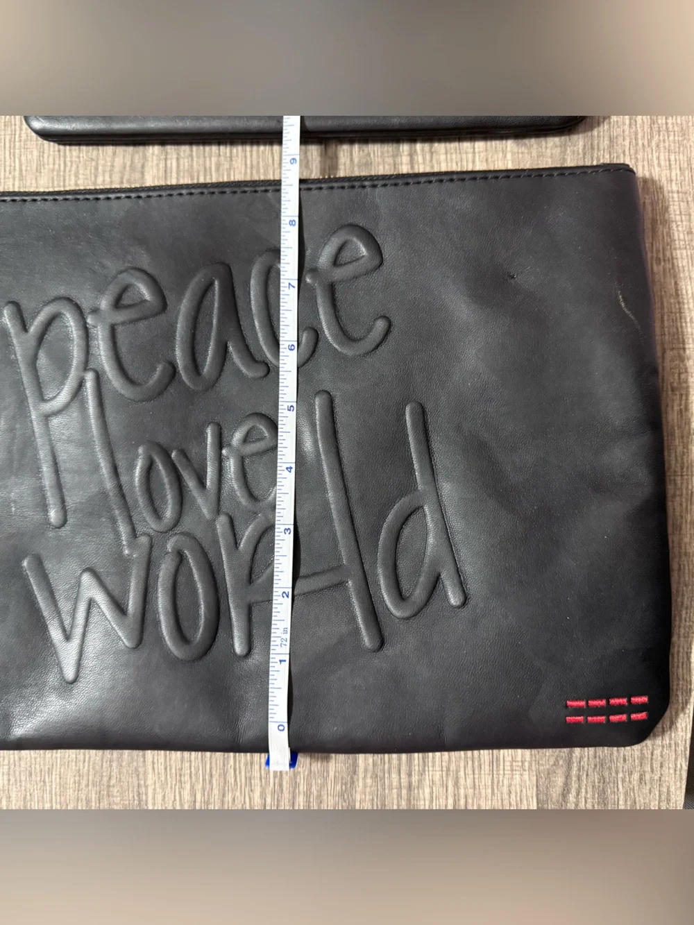 2 Peace Love World Black Embossed Leather Clutch Wristlets